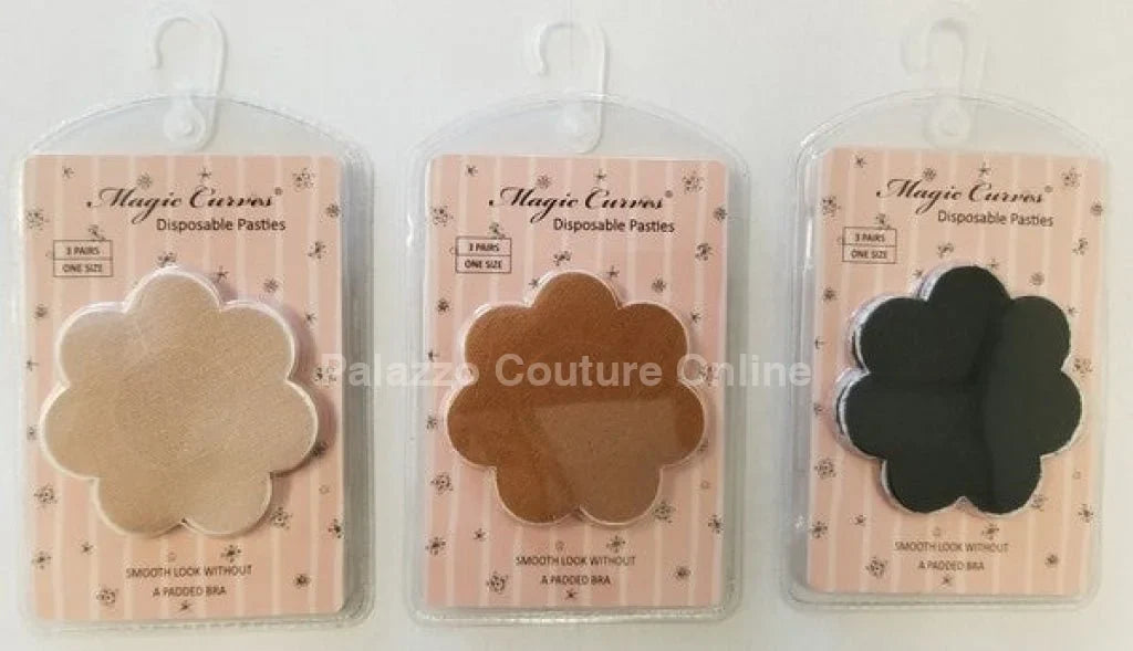 3 Pairs Breast Petal Pasties Nude, Dark Nude and Black
