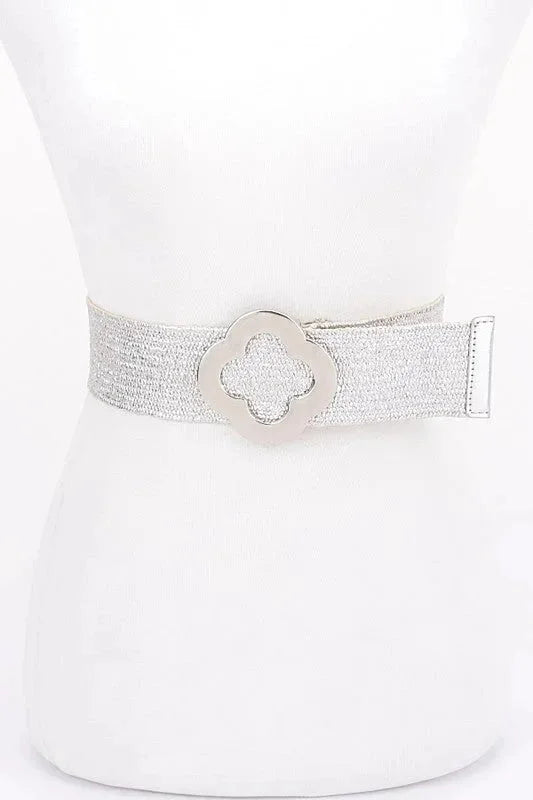 Elegance Bloom Metallic Stretch Belt - Gold