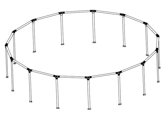 Steel Pro MAX 15' x 42" & 15' x 48" Above Ground Round Pool Frame Set Replacement, Gray (Footings and T-Connectors)