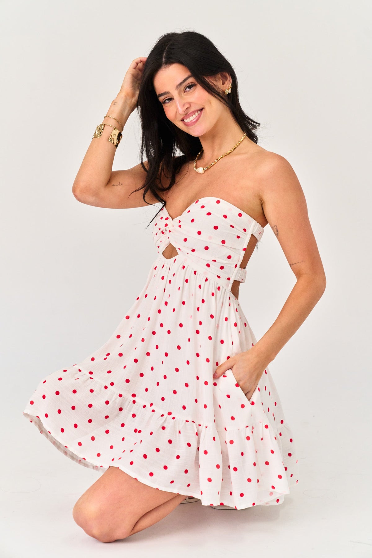 Summer Breeze Dress in Red Polka Dot