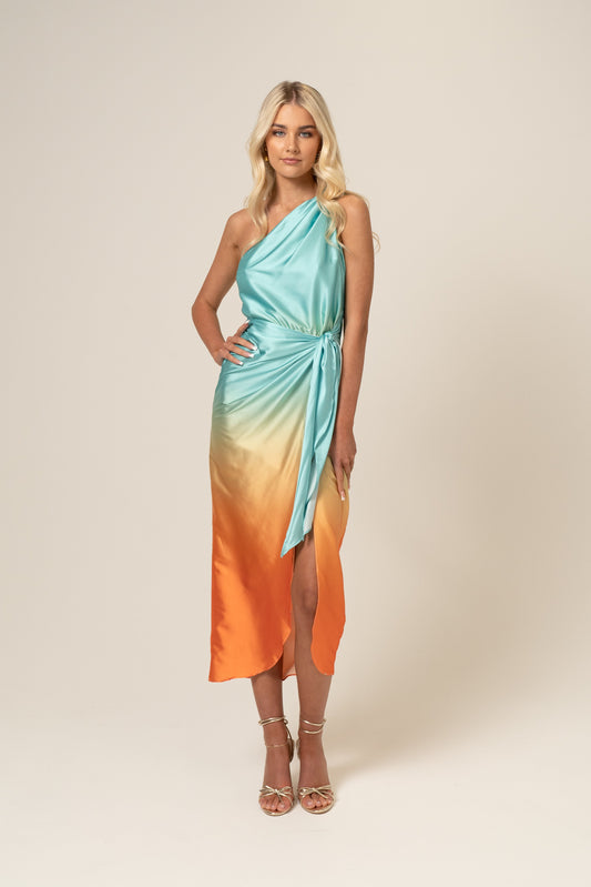 Sandrine One Shoulder Ombre Cocktail Dress