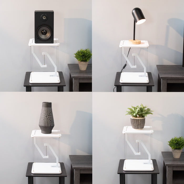 Modern tensegrity floating stand with versatile use.