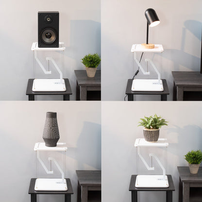 Modern tensegrity floating stand with versatile use.