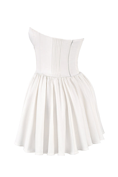 white strapless corset mini dress