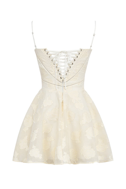 vintage cream floral mini dress