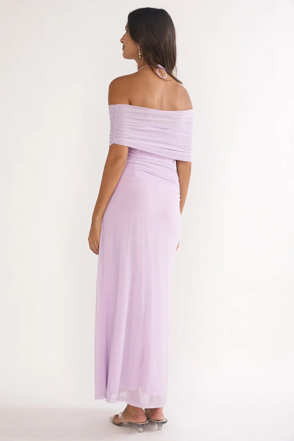 Carielle Off-Shoulder Halter Maxi Dress Lilac