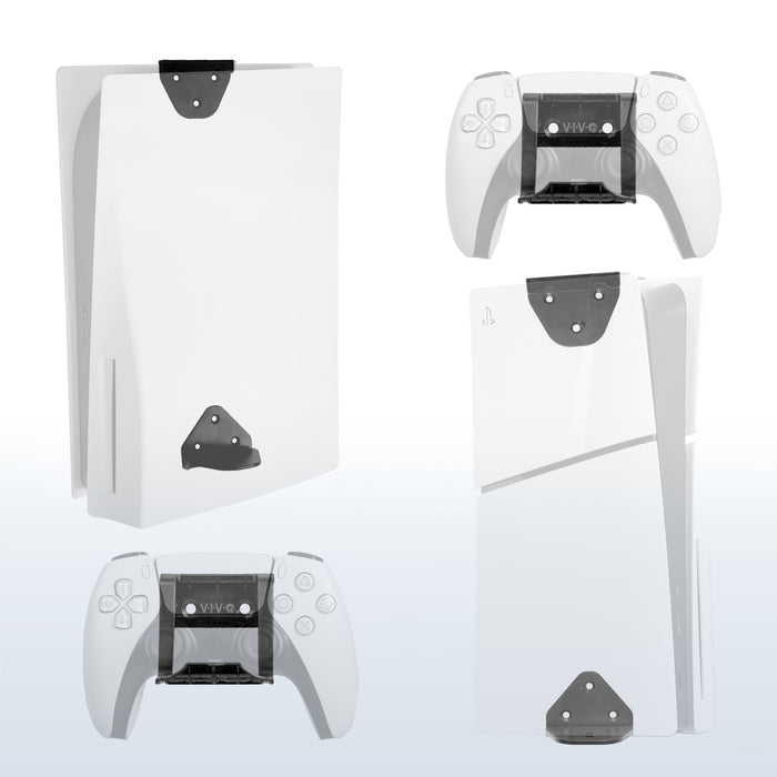 2-in-1 (Wall & Desk) Mount Designed for PS5 & PS5 Slim + 2 Controller Mounts