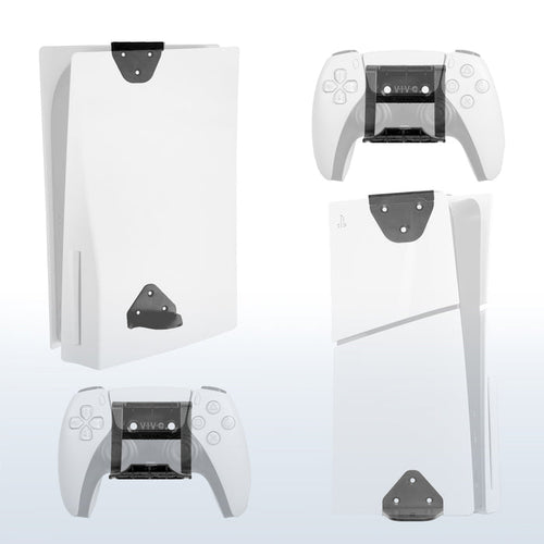 2-in-1 (Wall & Desk) Mount Designed for PS5 & PS5 Slim + 2 Controller Mounts