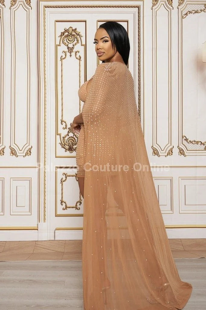2 Pcs Dress And Duster Set (Mocha)