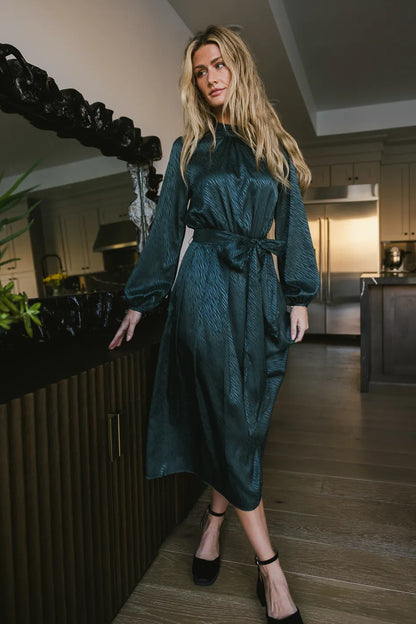 Ariana Zebra Midi Dress in Teal - FINAL SALE