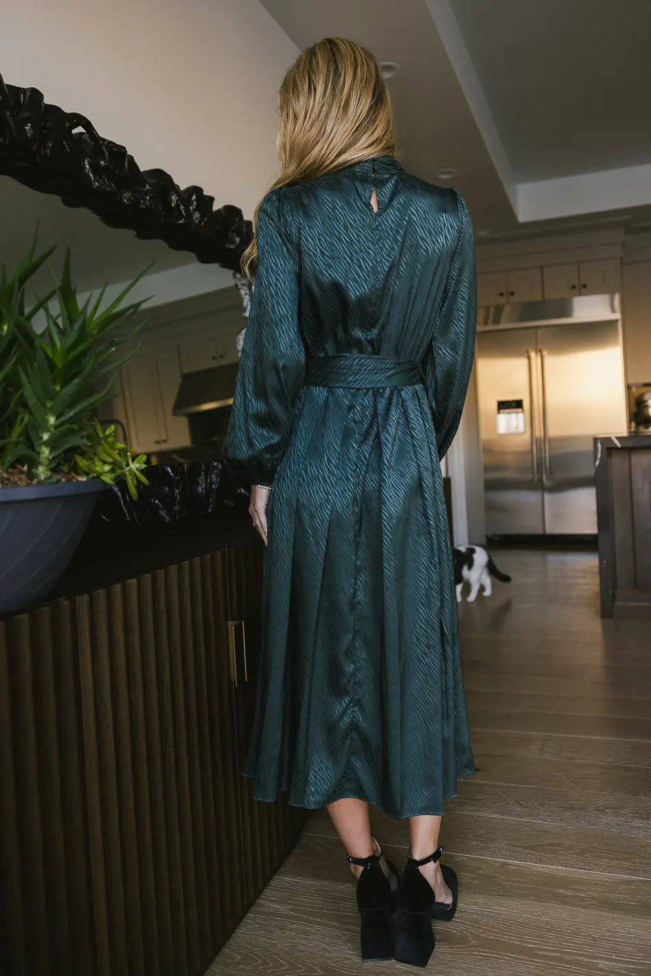 Ariana Zebra Midi Dress in Teal - FINAL SALE
