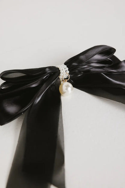 Chiffon Bow Hair Clip in Black - FINAL SALE