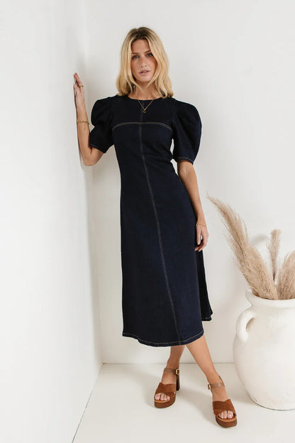 Campbell Denim Dress in Dark Wash - FINAL SALE