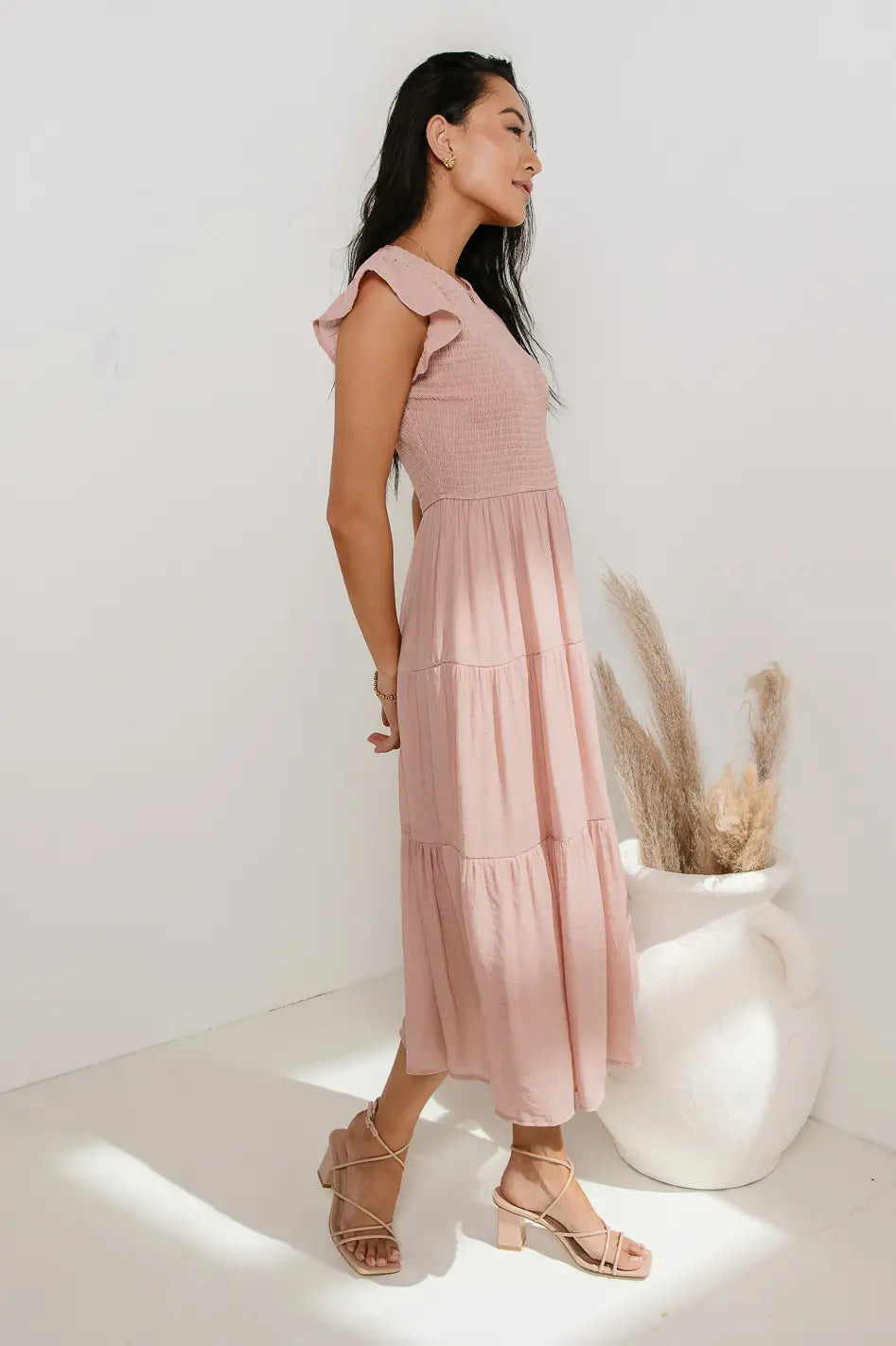 Declan Midi Dress in Blush - FINAL SALE