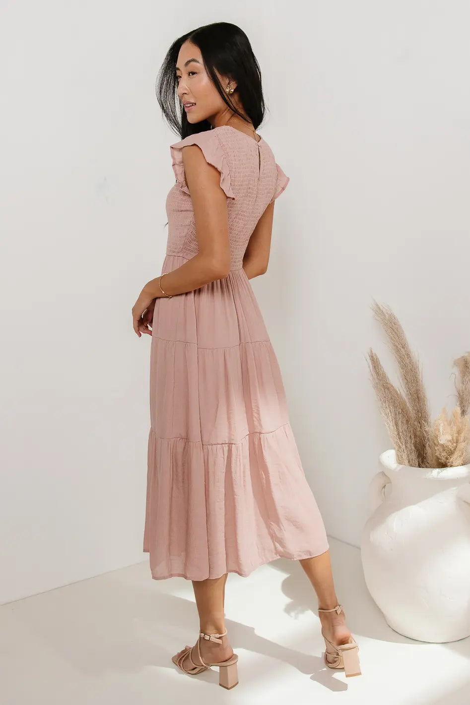 Declan Midi Dress in Blush - FINAL SALE