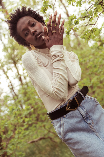 Cleo Ribbed Top in Beige - FINAL SALE