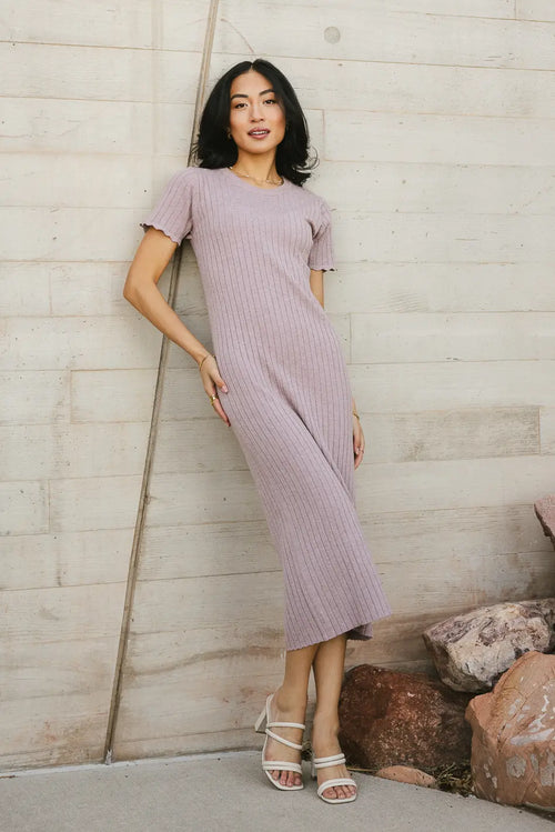 Emmie Ribbed Midi Dress in Lavender - FINAL SALE
