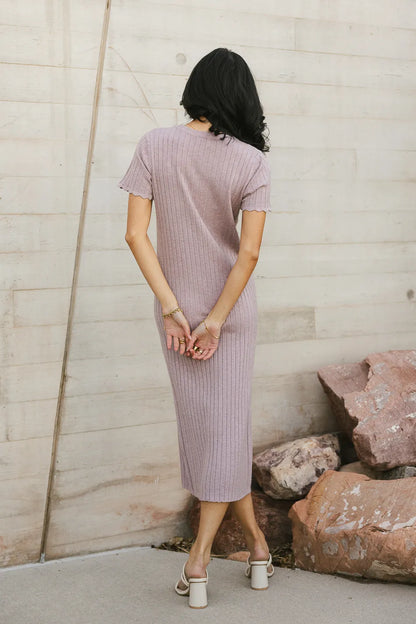 Emmie Ribbed Midi Dress in Lavender - FINAL SALE