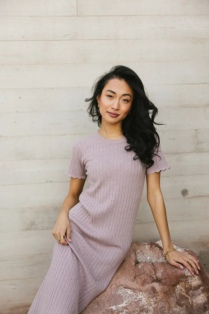 Emmie Ribbed Midi Dress in Lavender - FINAL SALE