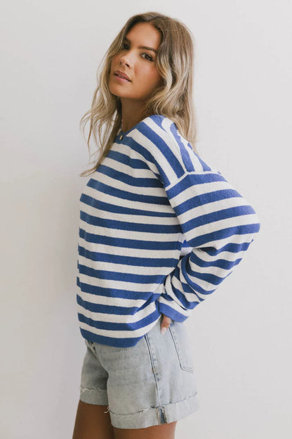 Destinia Striped Top in Blue - FINAL SALE