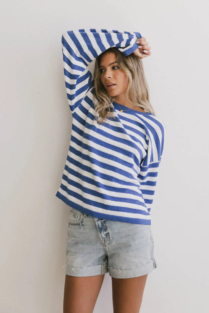 Destinia Striped Top in Blue - FINAL SALE