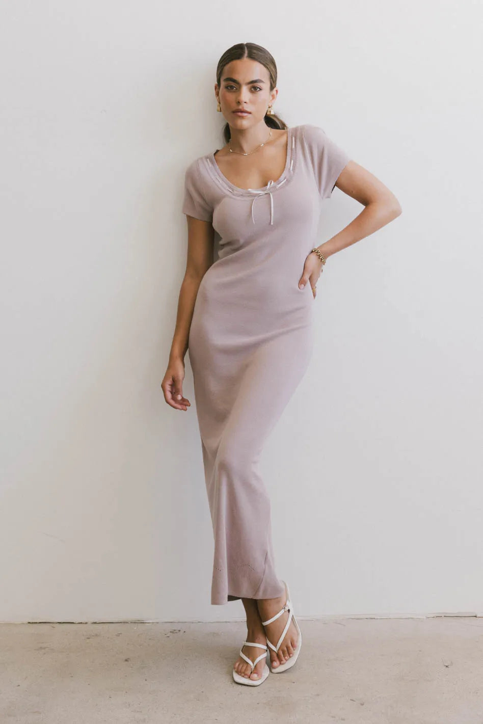 Ariah Ribbon Trim Sweater Dress in Lavender - FINAL SALE