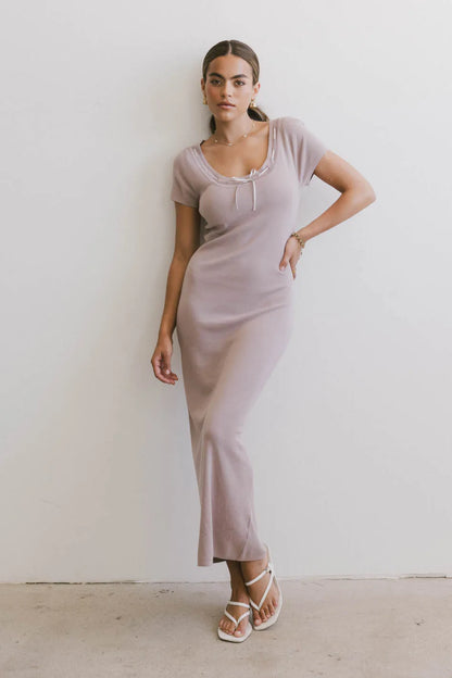 Ariah Ribbon Trim Sweater Dress in Lavender - FINAL SALE