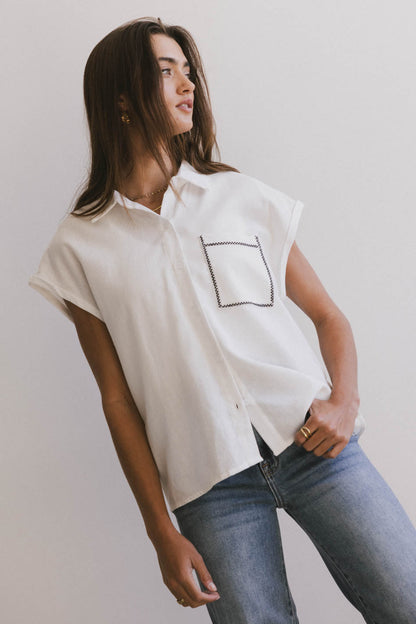 Elle Embroidered Button Up - FINAL SALE