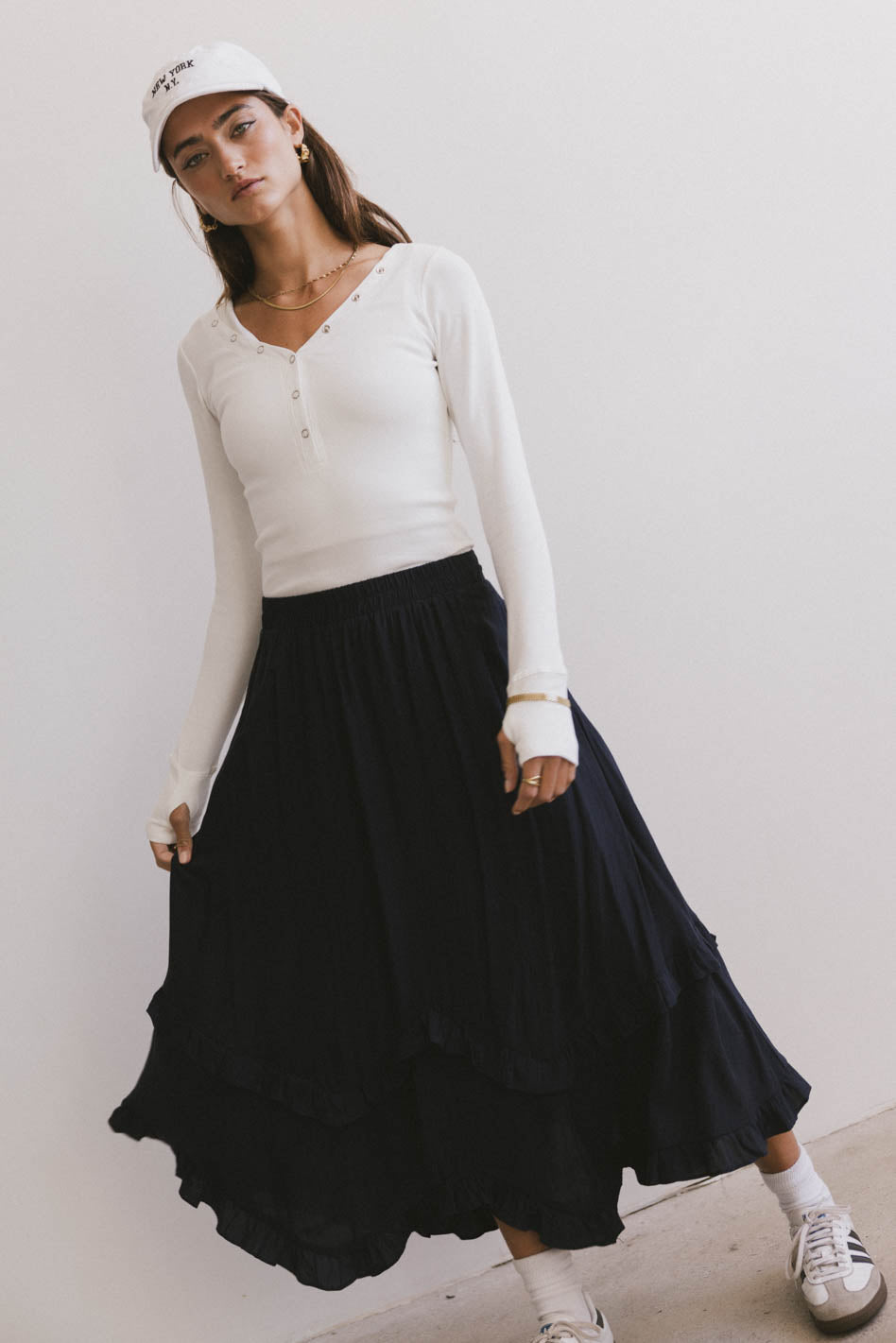 Franky Midi Skirt in Navy - FINAL SALE