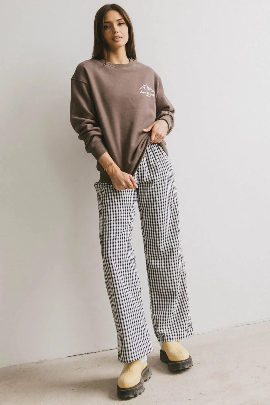 Aspen Ski Camp Crewneck in Brown - FINAL SALE