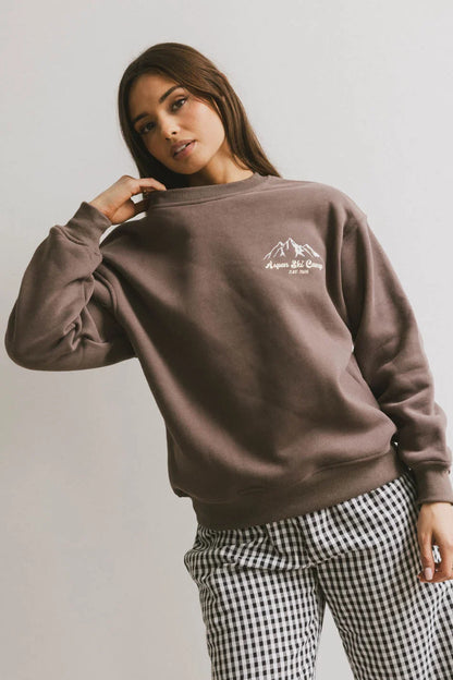 Aspen Ski Camp Crewneck in Brown - FINAL SALE