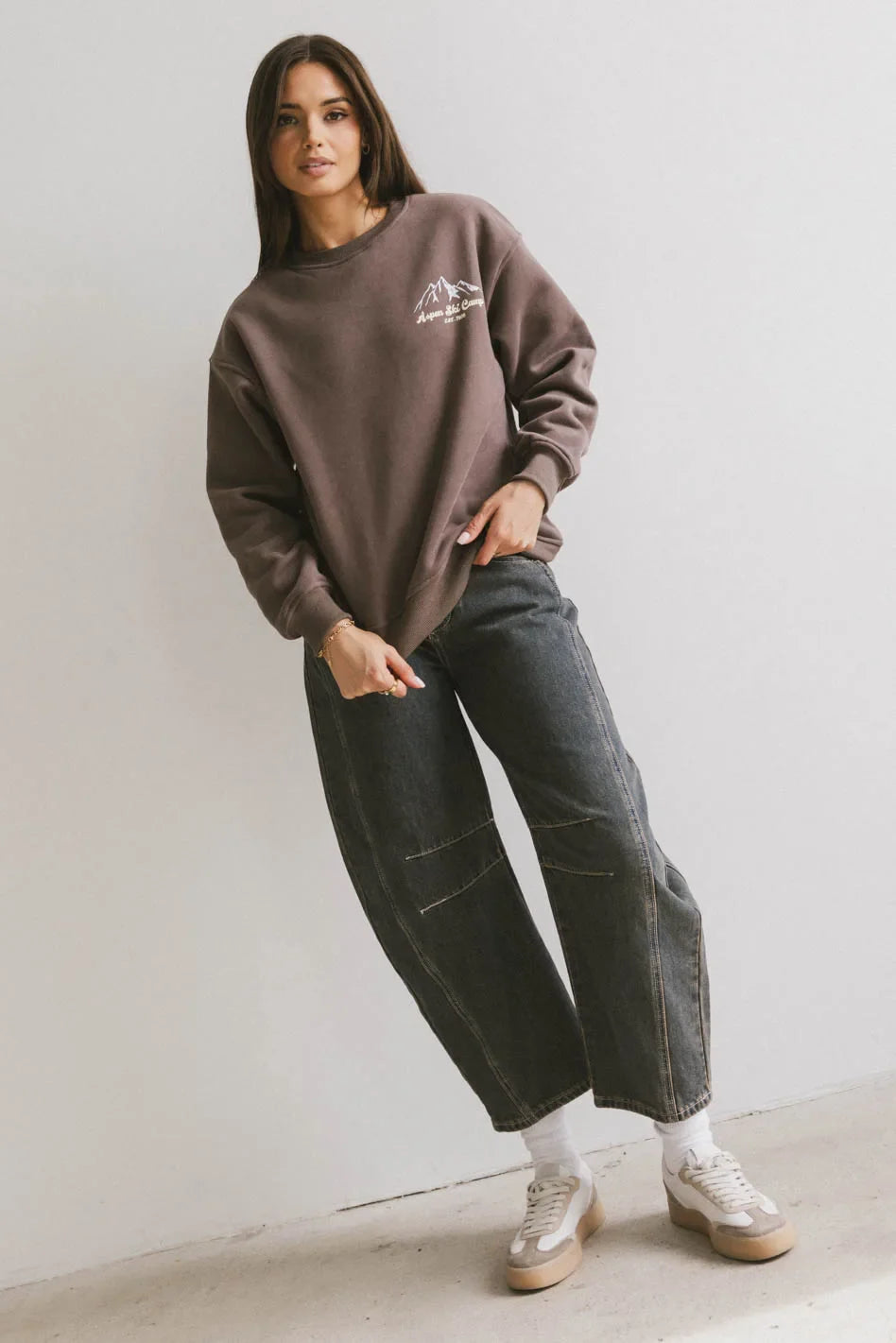 Aspen Ski Camp Crewneck in Brown - FINAL SALE