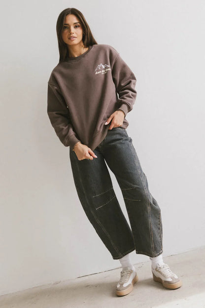 Aspen Ski Camp Crewneck in Brown - FINAL SALE