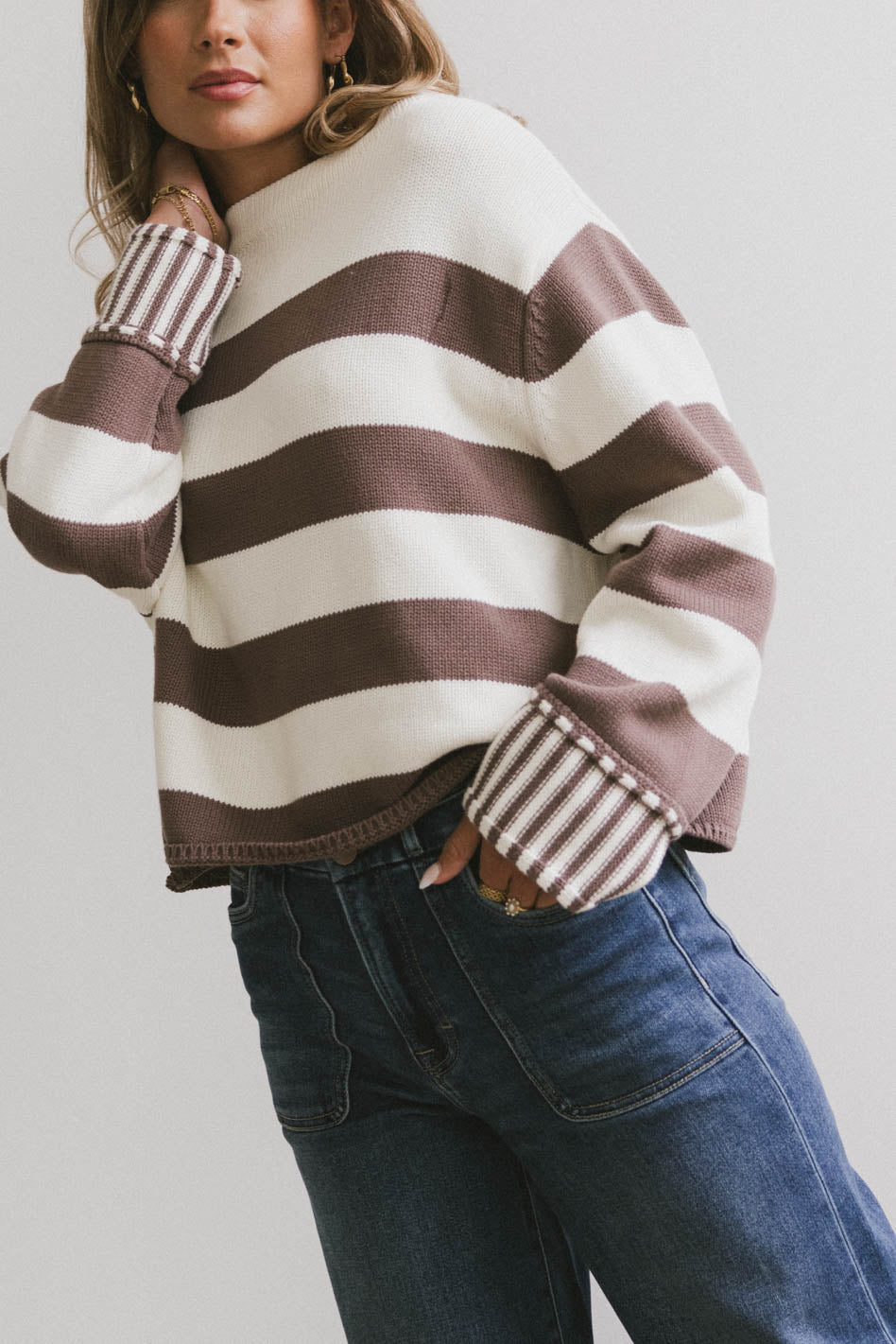 Helena Striped Sweater in Brown - FINAL SALE