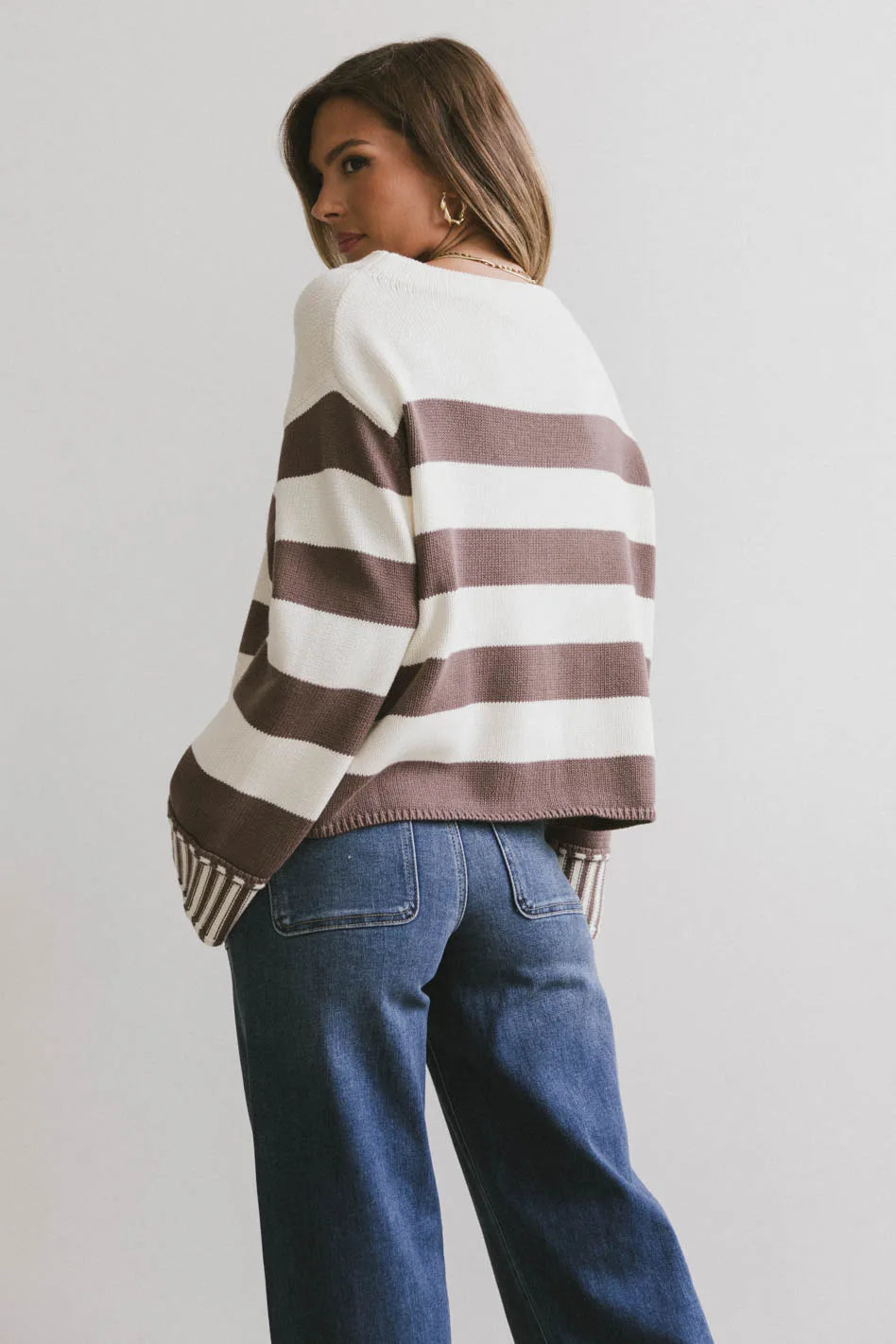 Helena Striped Sweater in Brown - FINAL SALE