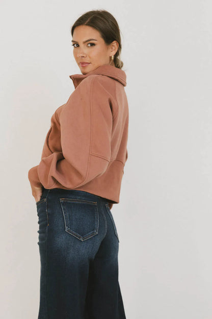 Alyssa Half Zip in Brick - FINAL SALE