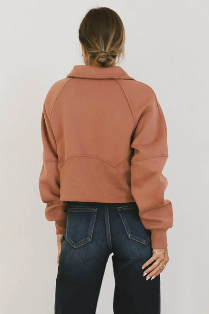 Alyssa Half Zip in Brick - FINAL SALE