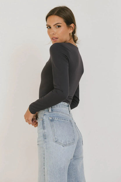 Demi Square Neck Bodysuit in Navy - FINAL SALE