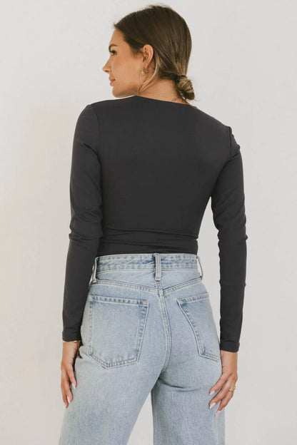 Demi Square Neck Bodysuit in Navy - FINAL SALE