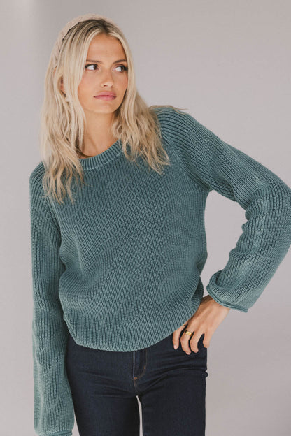 Aveline Knit Sweater in Teal - FINAL SALE