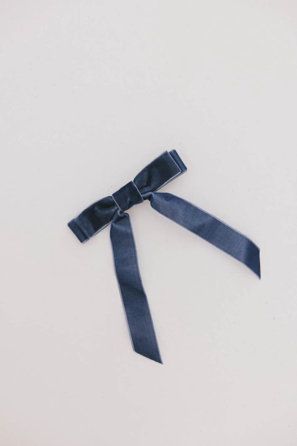 Double Loop Velvet Bow in Blue - FINAL SALE