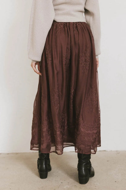 Grace Floral Tulle Skirt in Maroon - FINAL SALE