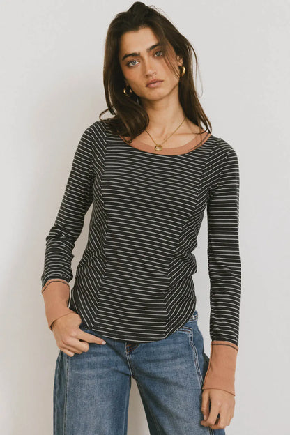 Alexandra Striped Top in Slate - FINAL SALE
