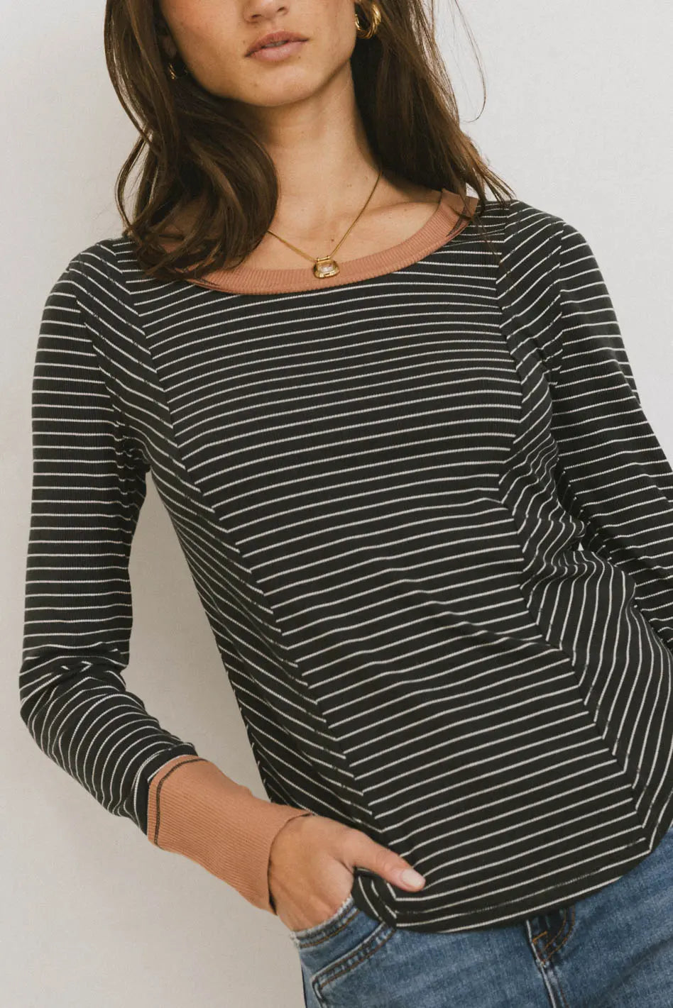 Alexandra Striped Top in Slate - FINAL SALE