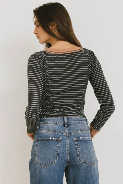 Alexandra Striped Top in Slate - FINAL SALE