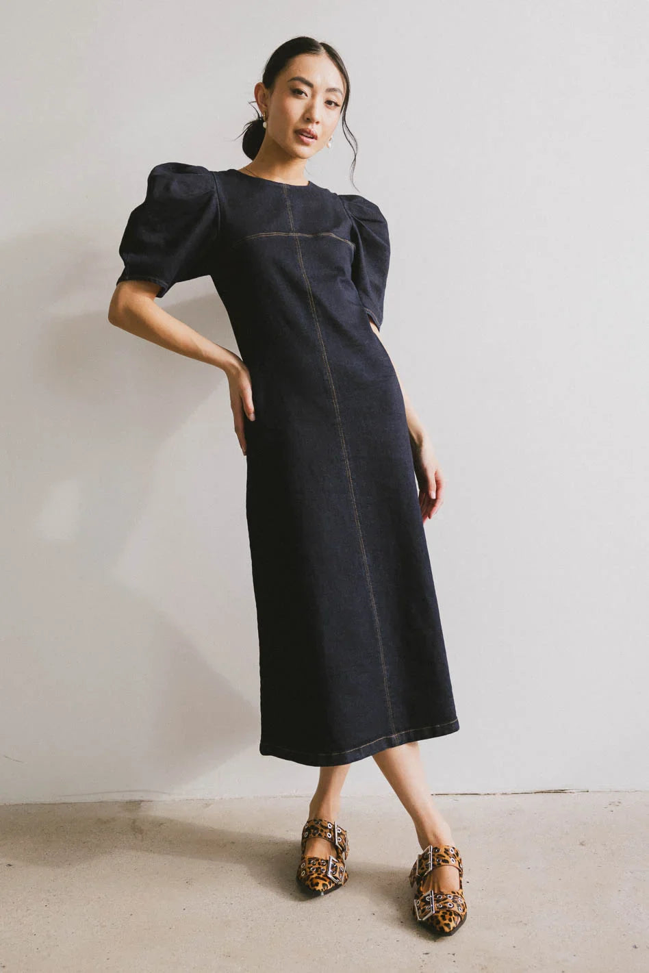 Campbell Denim Dress in Dark Wash - FINAL SALE