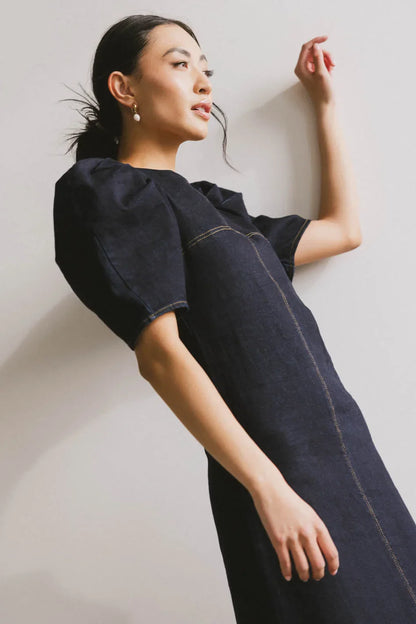Campbell Denim Dress in Dark Wash - FINAL SALE