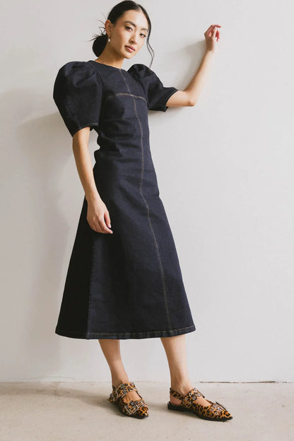 Campbell Denim Dress in Dark Wash - FINAL SALE