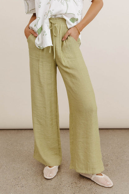 Debbie Wide Leg Pants in Green - FINAL SALE