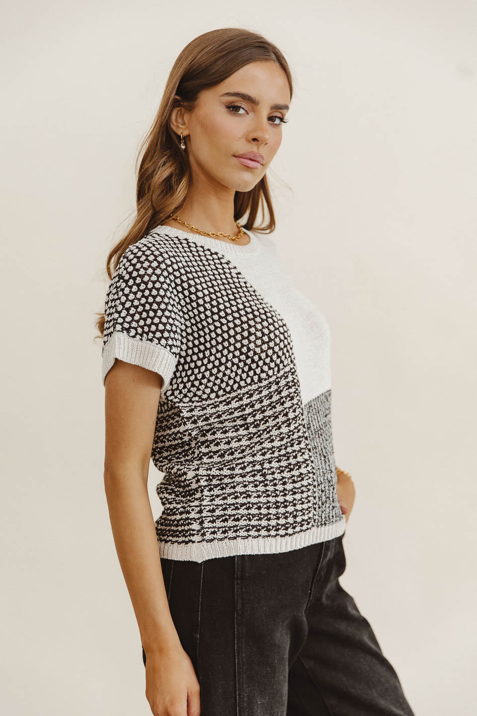 Bennie Colorblock Sweater in Black - FINAL SALE